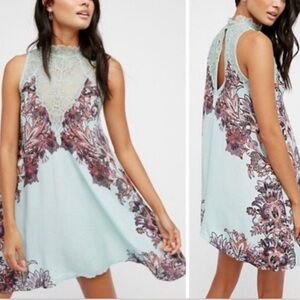 Free People Marsha Lace Printer Swing Slip Dress XS